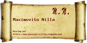 Maximovits Nilla névjegykártya